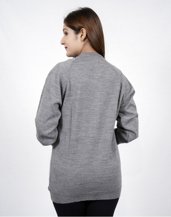 Women pure wool sweater light weight grey